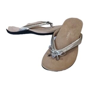 Vionic Bella Aluminum Flip‎ Flop Sandal Arch Support Metallic Women's 10